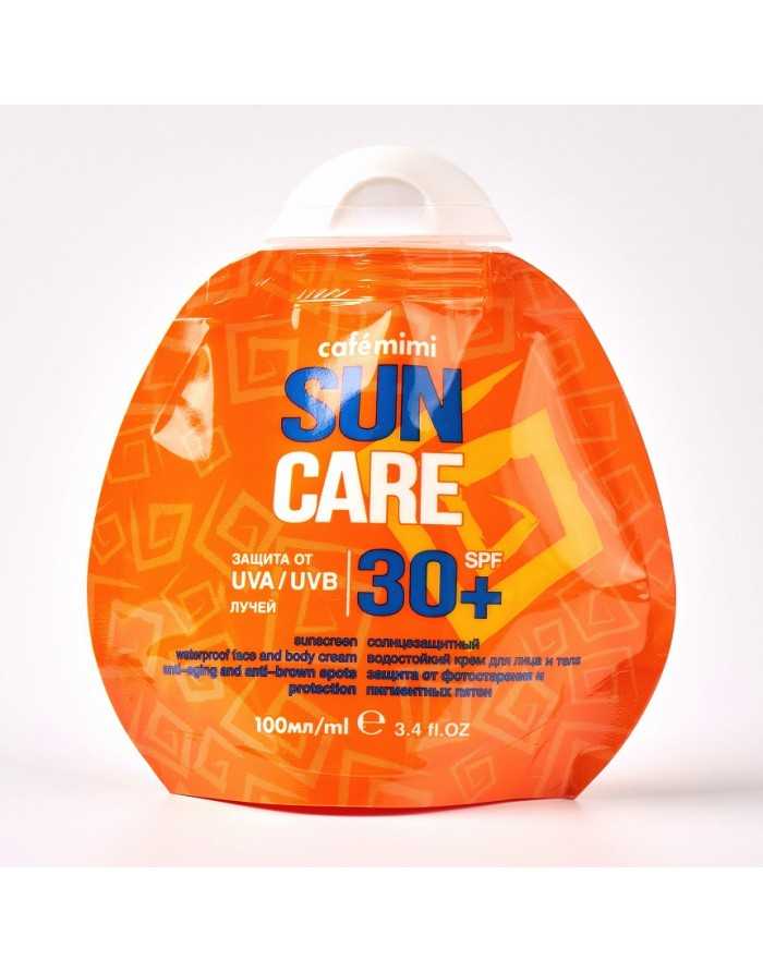 cafe mimi Солнцезащитный водостойкий крем для лица и тела SPF30+ 100мл