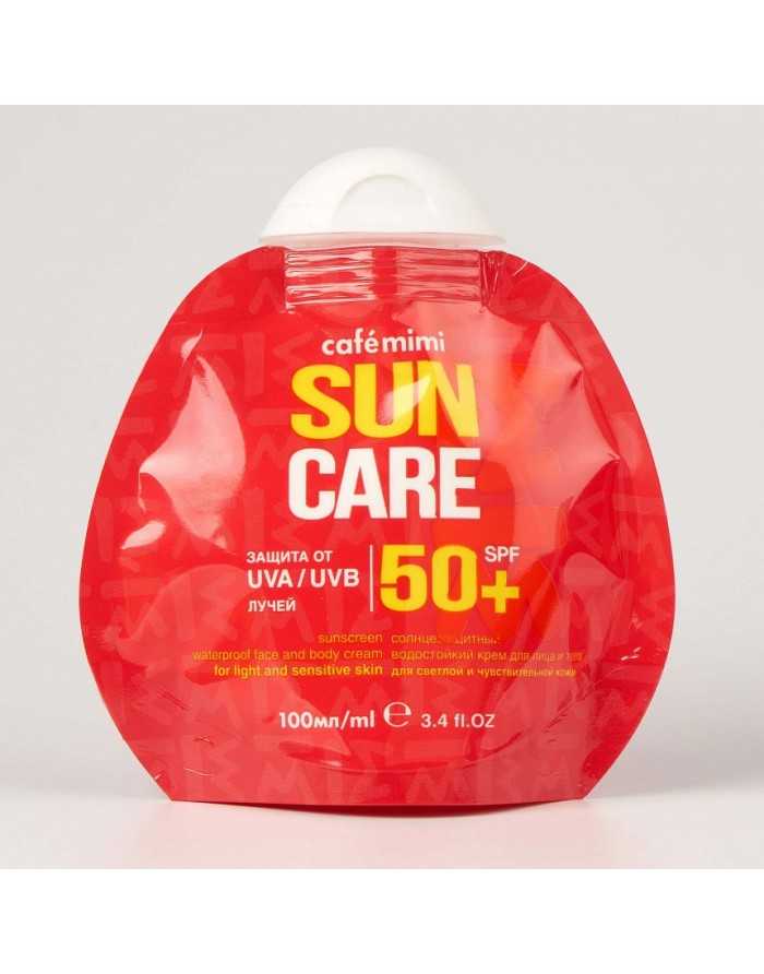 cafe mimi Солнцезащитный водостойкий крем для лица и тела SPF50+ 100мл