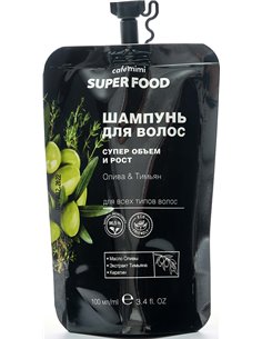 cafe mimi SUPER FOOD Шампунь для волос Супер объем и рост Олива и Тимьян 100мл
