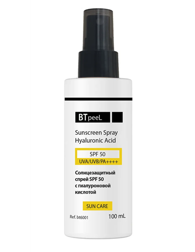 BTpeel Солнцезащитный cпрей SPF-50 UVA/UVB/PA++++ с гиалуроновой кислотой 100мл