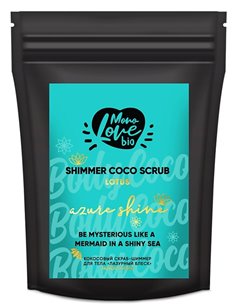 MonoLove bio Сухой кокосовый скраб для тела с шиммером Лазурный блеск 150г