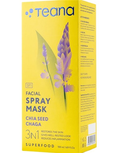 Teana Superfood Facial spray mask SF1 Chia seed Chaga 100ml