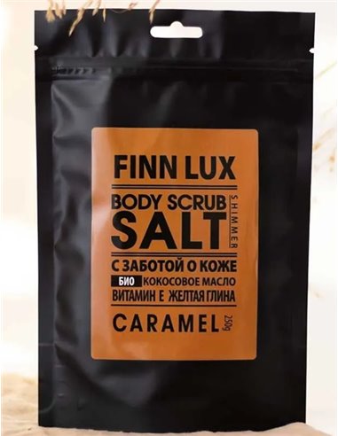 Finn Lux Соляной мерцающий скраб для тела с шиммером Caramel 250g