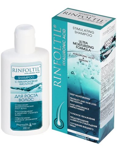 Rinfoltil Sulfate-free shampoo for hair growth moisturizing with keratin HYALURONIC ACID 200ml