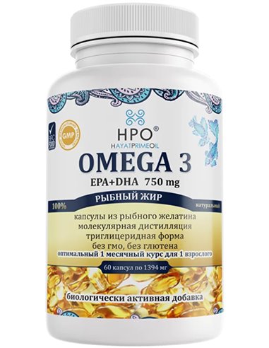 HAYATPRIMEOIL Fish oil with 90% concentration of Omega-3 HALAL 60capsules