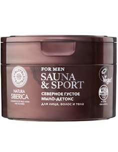 Natura Siberica Sauna & Sport for men Густое северное мыло-детокс для волос, лица и тела 250мл