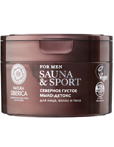Natura Siberica Sauna & Sport for men Thick northern detox soap for hair, face and body 250ml / 8.45oz