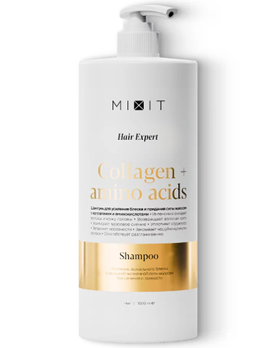 MIXIT Шампунь для усиления блеска и придания силы волосам с коллагеном и аминокислотами 1000мл