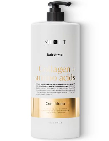 MIXIT Бальзам-ополаскиватель для усиления блеска и придания силы волосам с коллагеном и аминокислотами 1000мл