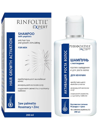 Rinfoltil Expert Shampoo for men with peptides anti-hair loss and growth stimulating 200ml / 6.76oz