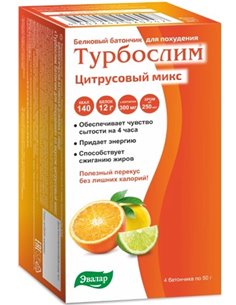 Турбослим батончик для похудения со вкусом цитрусовый микс 50г x 4шт