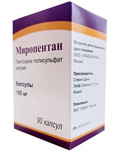 Miropentan (pentosan polysulfate sodium) 100mg x 90capsules