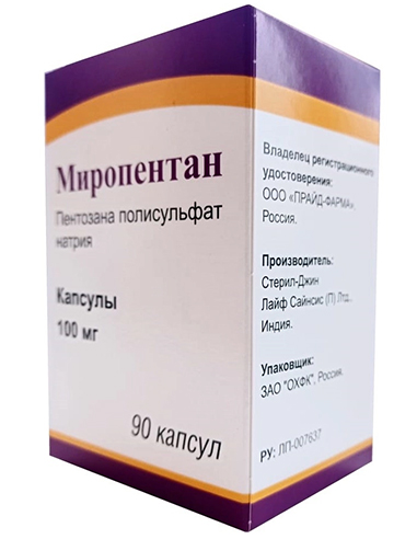 Miropentan (pentosan polysulfate sodium) 100mg x 90capsules