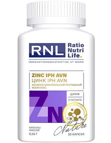 RNL Zinc 21mg with vascular peptide IPH AVN 30 capsules