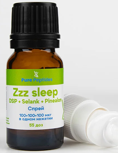 Pure Peptides Zzz sleep DSIP+Selank+Pinealon 100+100+100мкг в одном нажатии (спрей)