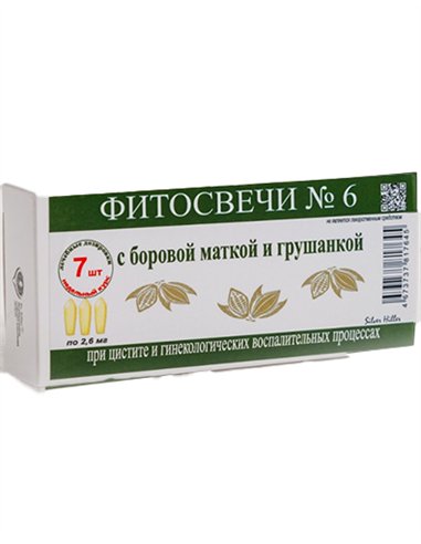 Dr. Giller Фитосвечи 6 при цистите и гинекологических воспалительных процессах 7 шт