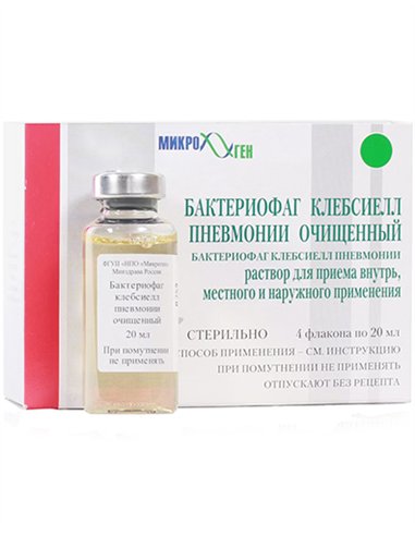 Klebsiella pneumoniae bacteriophage purified 20ml x 4pcs