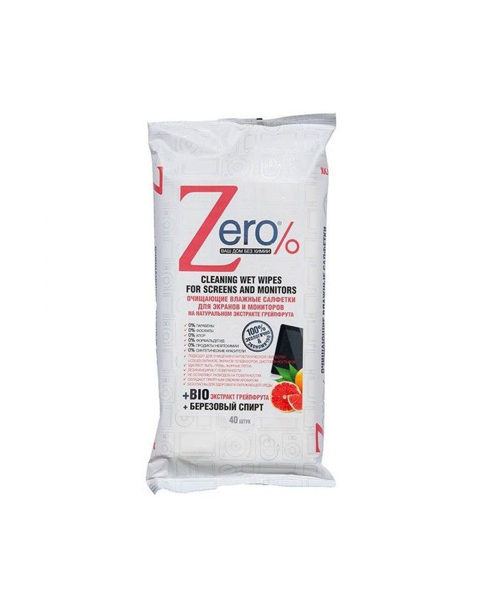 Zero Cleaning Wet Wipes for Screens & Monitors 40pcs