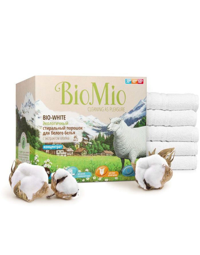 BioMio BIO-WHITE ЭКО концентрат порошок для белого белья без запаха 1500г