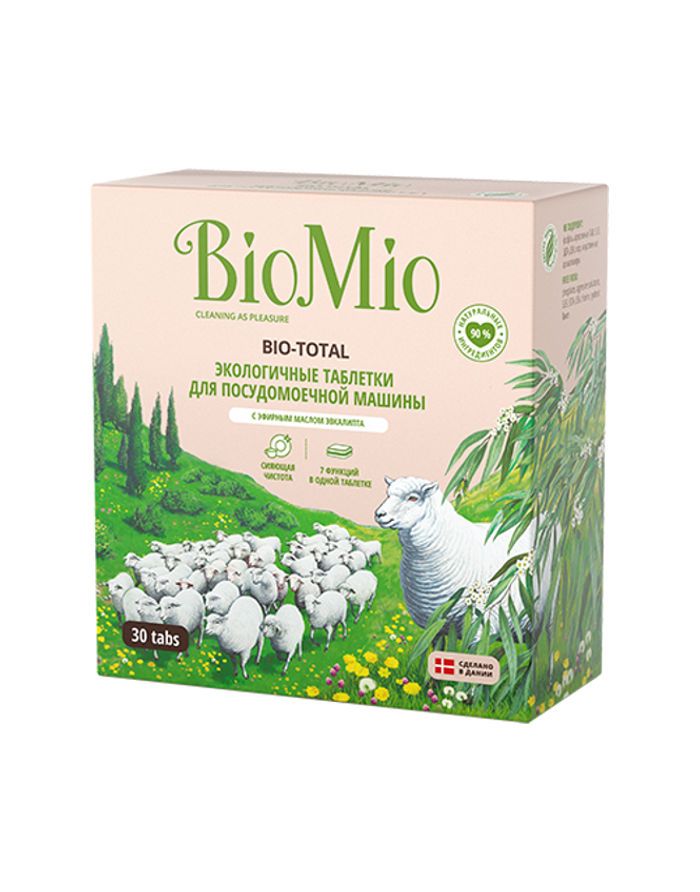 BioMio BIO-TOTAL Экологичные таблетки для посудомоечной машины с эфирным маслом ЭВКАЛИПТА 30шт