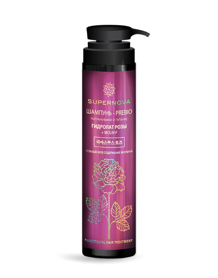 SUPERNOVA Prebio shampoo Smoothing and nutrition Rose hydrolat + Biolin P 350ml