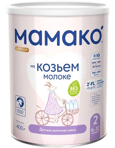 Mamako 2 Premium 6+ месяцев Сухая адаптированная молочная смесь для детей на козьем молоке 400г