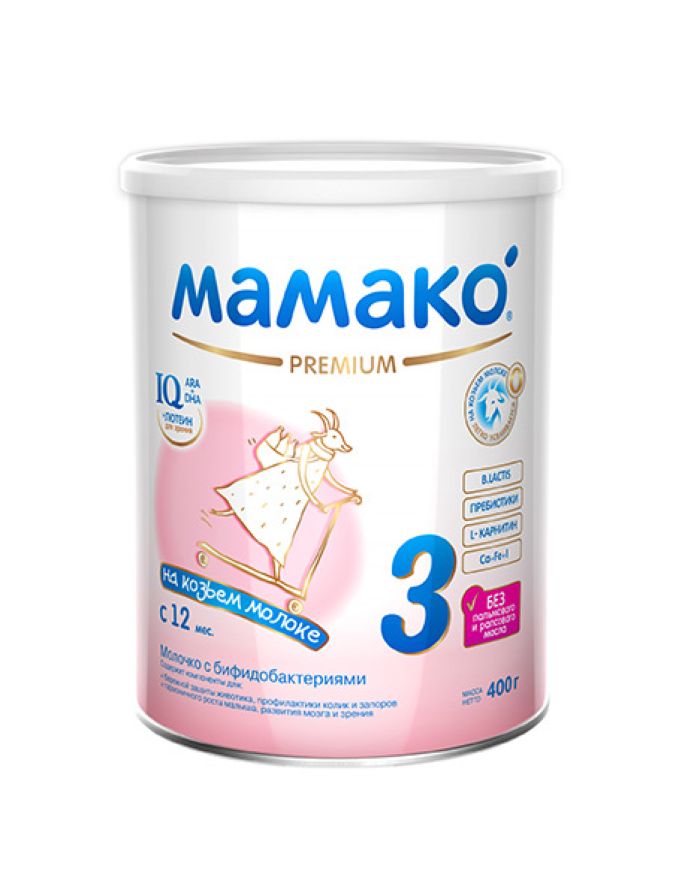 Mamako 3 Premium 12+ месяцев Детское молочко с бифидобактериями на козьем молоке 400г