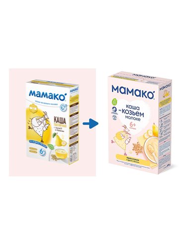Mamako Каша Пшеничная с грушей и бананом на козьем молоке 200г