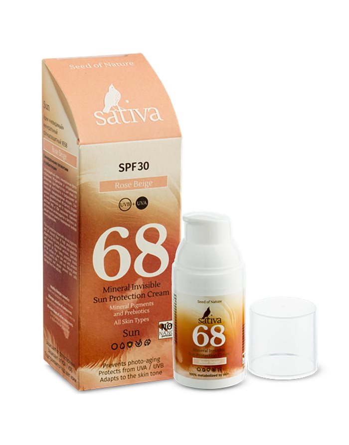 Sativa 68 Rose Beige Mineral Invisible Sun Protection Cream SPF30 30ml