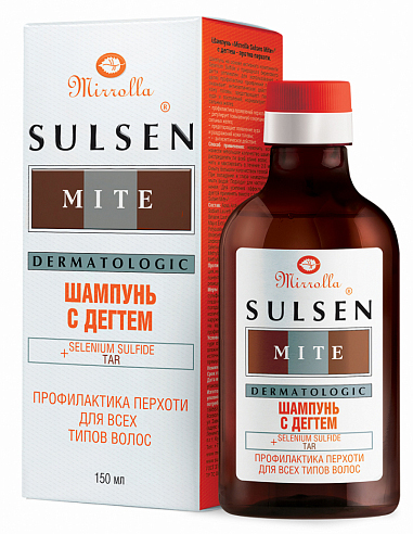 Mirrolla Sulsen Mite Shampoo with tar for the prevention of dandruff 1% Selenium Sulfide 150ml