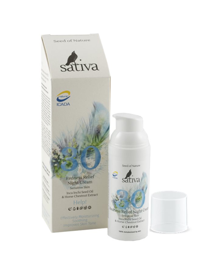 Sativa 30 Redness Relief Night Cream for Sensitive Skin 50ml