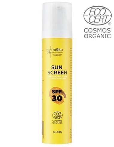 Mi&ko Sun Screen SPF30 face and body cream COSMOS ORGANIC 100ml